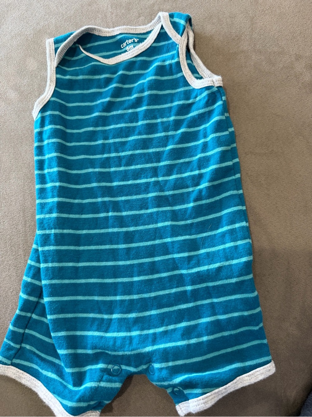 Carter's Turquoise & Aqua Striped Tank Romper